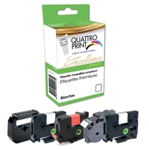 QUATTRO PRINT Dymo 45013 - Kompatibles Schriftband S0720530, Schwarz auf Weiß, 12mm x 7 m