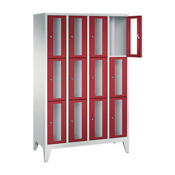 CP CLASSIC Fächerschrank, Fachhöhe 510 mm, mit Füßen, 12 Fächer, Breite 1190 mm Tür rubinrot