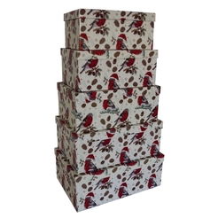 Weihnachtsgeschenkkarton Vögel - 5 tlg., rechteckig