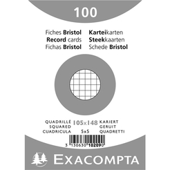 EXACOMPTA Karteikarte, kariert, A6, Karton, 205 g/m², weiß (100 Stück)