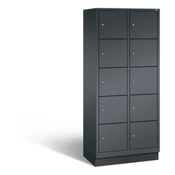 C+P Schließfachschrank Evolo, H1800xB810xT500mm 10 Fächer Korpus: schwarzgrau Türen: schwarzgrau