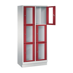 CP CLASSIC Fächerschrank, Fachhöhe 510 mm, mit Sockel, 6 Fächer, Breite 810 mm Tür rubinrot