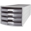 HAN Schubladenbox IMPULS 2.0, Polystyrol, mit 4 offenen Schubladen, A4/C4, 294 x 368 x 235 mm, lichtgrau/farblos, transluzent