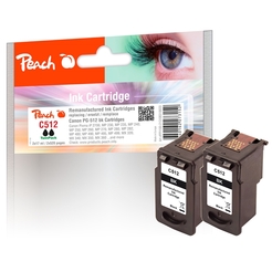 Peach Doppelpack Druckköpfe schwarz kompatibel zu Canon PG-512