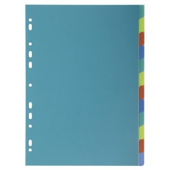 Ordnerregister DIN A4, Tabe: blanko, mehrfarbig, 12 Blatt