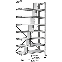 Scholz Ordner- und Archiv-Steckregal, verzinkt - Höhe 2640 mm, einseitig - Boden-BxT 800 x 300 mm, Grundfeld