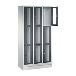 CP CLASSIC Fächerschrank, Fachhöhe 510 mm, mit Sockel, 9 Fächer, Breite 900 mm Tür schwarzgrau