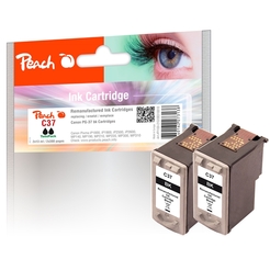 Peach Doppelpack Druckköpfe schwarz kompatibel zu Canon PG-37