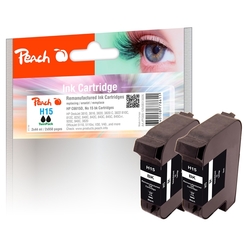 Peach Doppelpack Druckköpfe schwarz kompatibel zu HP No. 15, C6615D