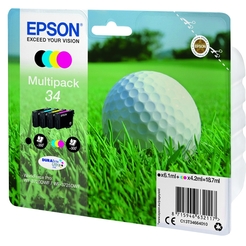 EPSON® Tintenpatrone, 34, C13T34664010, original, 4er sortiert, 6,1/4,2 ml (schwarzweiß/farbig) (4 Stück)