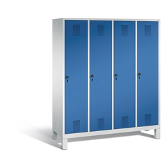 CP Garderobenschrank mit Kunststoff-Füßen - Abteilbreite 400 mm, HxBxT 1850 x 1600 x 500 mm - lichtgrau / enzianblau