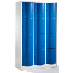 CP Schließfachschrank - HxBxT 1950 x 1150 x 540 mm, 12 Fächer - lichtgrau RAL 7035 / enzianblau RAL 5010