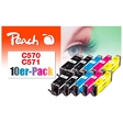 Peach 10er-Pack Tintenpatronen, kompatibel zu Canon PGI-570, CLI-571