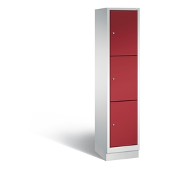 C+P Schließfachschrank Classic, H1800xB420xT500mm Korpus: Lichtgrau Türen: Rubinrot 1 Abteil 3 Fächer