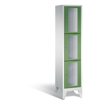 CP CLASSIC Fächerschrank, Fachhöhe 510 mm, mit Füßen, 3 Fächer, Breite 420 mm Tür resedagrün