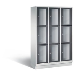 CP CLASSIC Fächerschrank, Fachhöhe 510 mm, mit Sockel, 9 Fächer, Breite 1200 mm Tür schwarzgrau