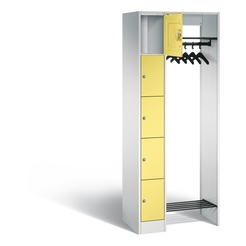 C+P Offene Garderobe Serie 8070, H1950xB740xT480mm, Korpus Lichtgrau, Fronten Schwefelgelb