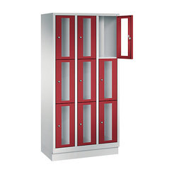 CP CLASSIC Fächerschrank, Fachhöhe 510 mm, mit Sockel, 9 Fächer, Breite 900 mm Tür rubinrot