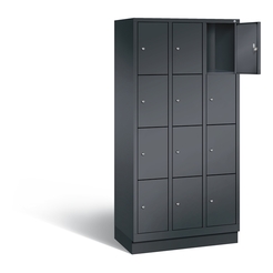 C+P Schließfachschrank Classic, H1800xB900xT500mm, Korpus: schwarzgrau, Türen: schwarzgrau