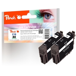 Peach Doppelpack Tintenpatronen schwarz kompatibel zu Epson No. 16 bk*2, T1621