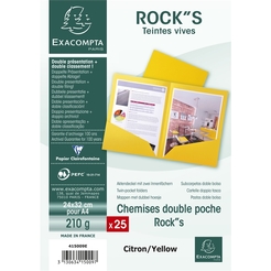 "25er Packung Aktenmappen ROCK"S" 210 mit 2 Innenfächern aus Manila-Karton - doppelt A4 oder A3"