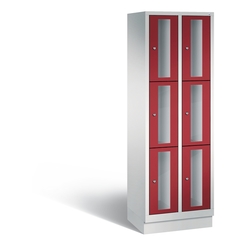 CP CLASSIC Fächerschrank, Fachhöhe 510 mm, mit Sockel, 6 Fächer, Breite 610 mm Tür rubinrot