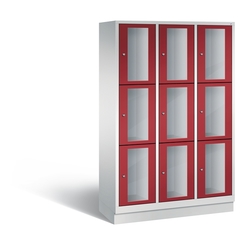 CP CLASSIC Fächerschrank, Fachhöhe 510 mm, mit Sockel, 9 Fächer, Breite 1200 mm Tür rubinrot