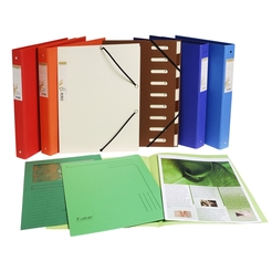 Packung mit 5 Aktenmappen mit Beschriftungsfeld und abgerundeten Ecken aus Recycling-Karton 290g Foldyne Forever, für Format DIN A4