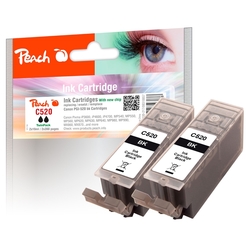 Peach Doppelpack Tintenpatronen schwarz  kompatibel zu Canon PGI-520, PGI-520bk, 2932B001