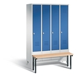 C+P Garderobenschrank Classic, H1850xB1190xT500mm 4 Abteile Korpus: lichtgrau Türen: enzianblau