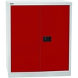 BISLEY Flügeltürenschrank Universal, 914 x 400 x 1.000 mm, 2 Ordnerhöhen, 1 Boden, lichtgrau, rot