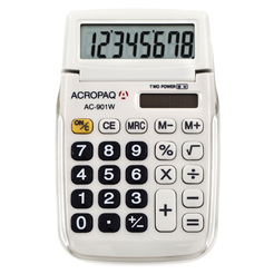 ACROPAQ AC901WH - weißer Schultaschenrechner LC-Display 8 Stellen
