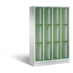 CP CLASSIC Fächerschrank, Fachhöhe 510 mm, mit Sockel, 12 Fächer, Breite 1190 mm Tür resedagrün