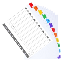 Register numerisch bedruckt, weißer Karton 160g/qm, 12 Taben, 1-12, DIN A4 Maxi