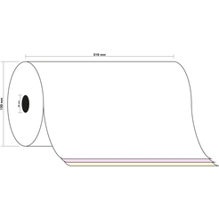 Rolle 3-lagig selbstdurchschreibendes Papier chemisch reagierend, weiß/gelb/rosa für Telex, 57g, Breite: 210mm, Durchmesser Kern 25mm, Länge: 47m