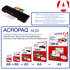 ACROPAQ AL32 - Heiß und kalt A3 Laminator 2 Rollen 125mic Schwarz