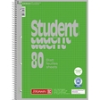 BRUNNEN Collegeblock Student, kariert, 4fach Standardlochung, A4, RC, Einbandfarbe: grün, 80 Blatt