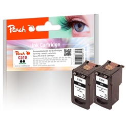 Peach Doppelpack Druckköpfe schwarz kompatibel zu Canon PG-510