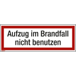 Hinweisschild Aufzug im Brandfall 297x105mm Folie