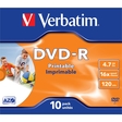 Verbatim® DVD-R, full printable, Jewelcase, einmalbeschreibbar, 4,7 GB, 16 x (10 Stück)