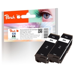 Peach Doppelpack Tintenpatronen schwarz kompatibel zu Epson No. 26 bk, T2601