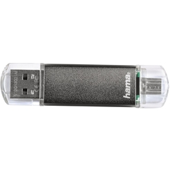 hama® USB-Stick FlashPen Laeta Twin, USB 2.0 / micro USB, 16 GB, Schreibgeschwindigkeit: 10 MB/s, Lesegeschwindigkeit: 10 MB/s, grau