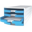 Han Schubladenbox IMPULS, DIN A4/C4, 4 offene Schubladen, weiß/Trend Colour hellblau
