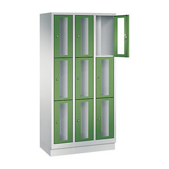 CP CLASSIC Fächerschrank, Fachhöhe 510 mm, mit Sockel, 9 Fächer, Breite 900 mm Tür resedagrün