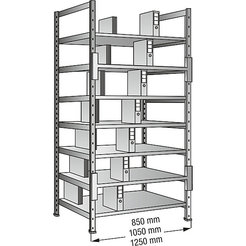 Scholz Ordner- und Archiv-Steckregal, verzinkt - Höhe 2640 mm, doppelseitig - Boden-BxT 800 x 600 mm, Grundfeld