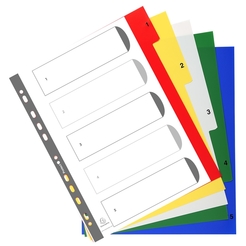 Farbige Register aus PP, 5-teilig, für DIN A4+