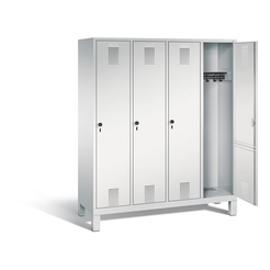 CP Garderobenschrank mit Kunststoff-Füßen - Abteilbreite 400 mm, HxBxT 1850 x 1600 x 500 mm - lichtgrau