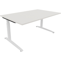Schreibtisch Kufe Einzels. Quadrat B1600xT1000xH650-850 ws/Weiß