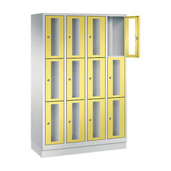 CP CLASSIC Fächerschrank, Fachhöhe 510 mm, mit Sockel, 12 Fächer, Breite 1190 mm Tür schwefelgelb