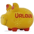 KCG Spardose Schwein "Urlaub" - gelb, mittel